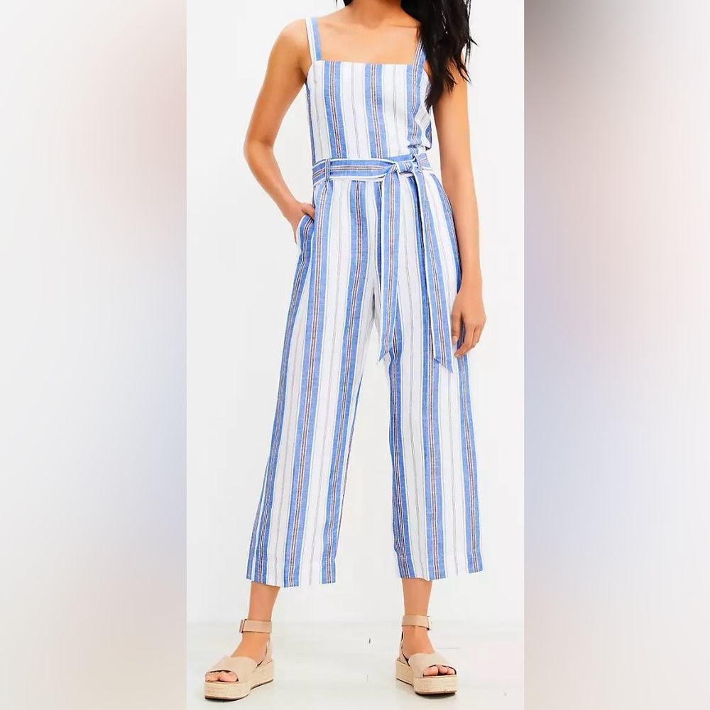 LOFT Striped Square Neck Jumpsuit - Size 8 - NEW WITH TAGS